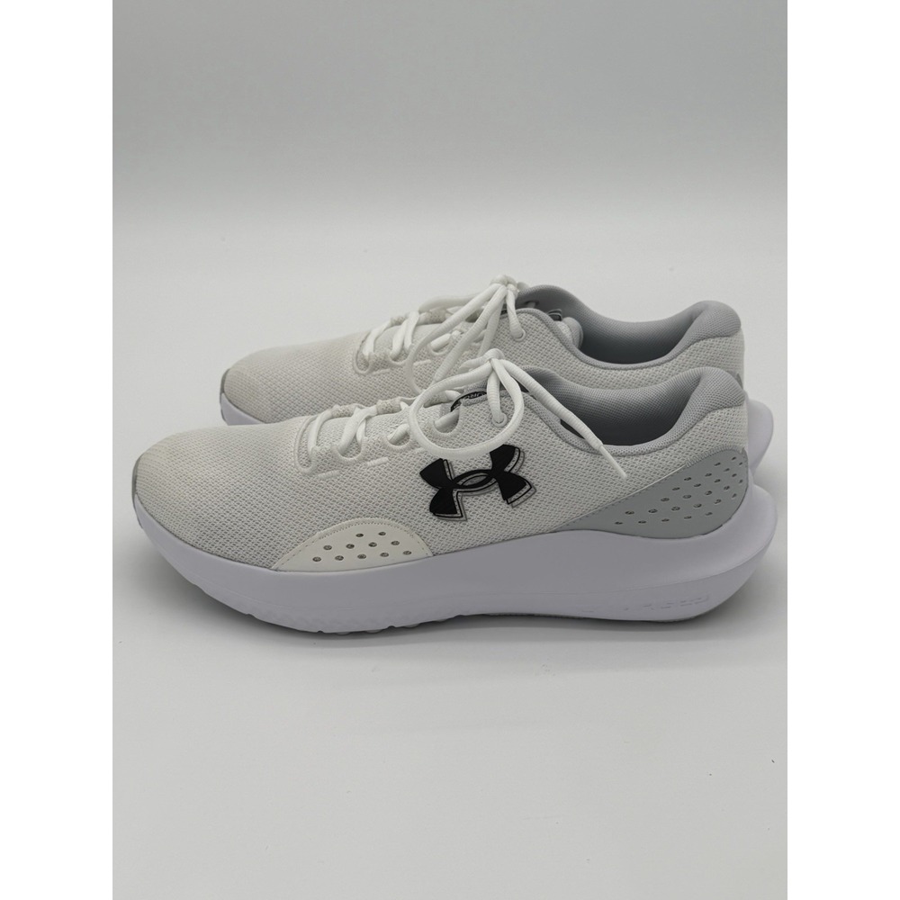 Under Armour Charge Surge 4 White US Mens 11.5 Running Shoes Black Logo NEW